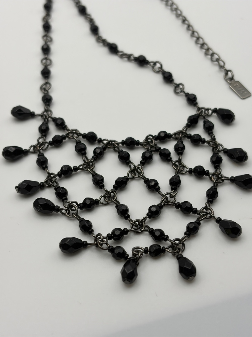 1928 Brand Black Beaded Lattice Necklace - Picture 3 of 4